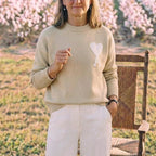Apricot [a36 jacquard round neck cotton yarn style]