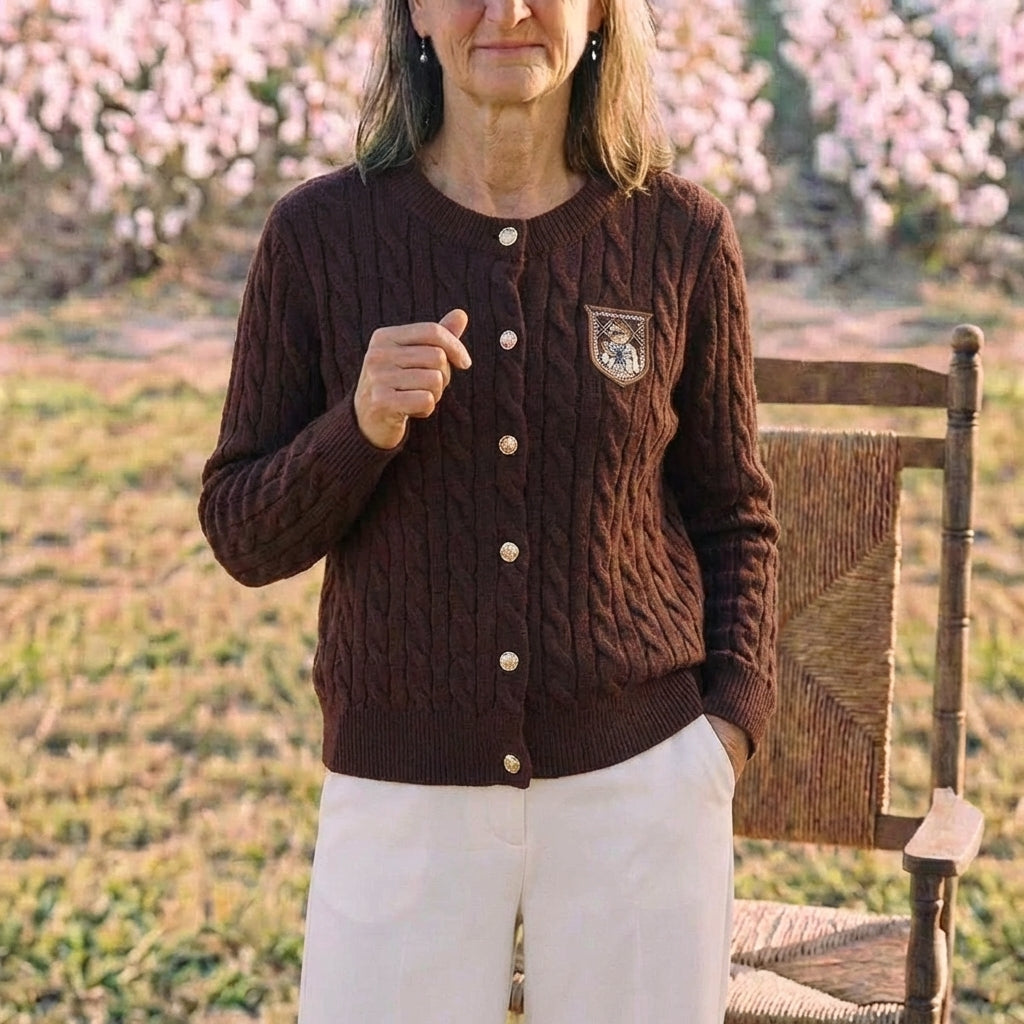 Brown (four-color sequined sweater cardigan)