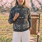 Knitted stand collar zip-up cardigan - women's casual long sleeve sweater - khaki